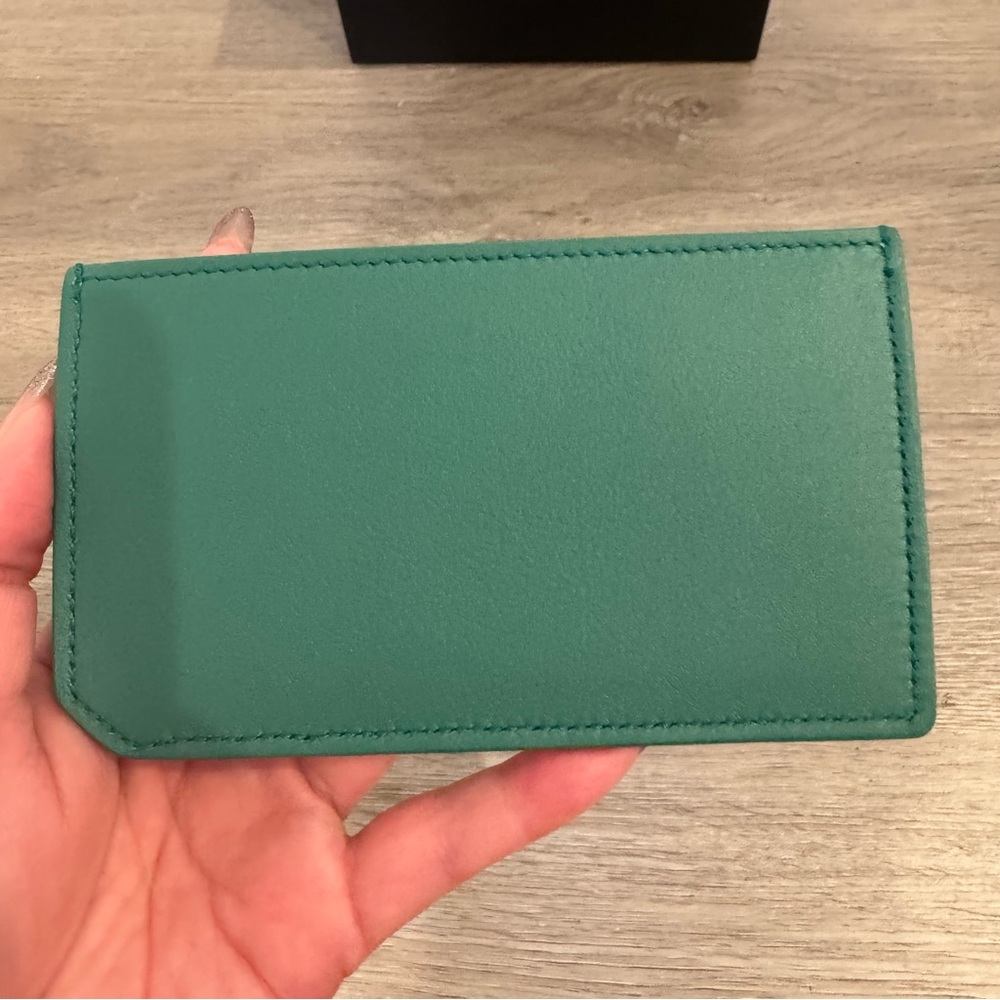 Saint Laurent Denim Quilted Loulou Puffer Monogram Pouch Clutch in Basil color - Picture 9 of 14